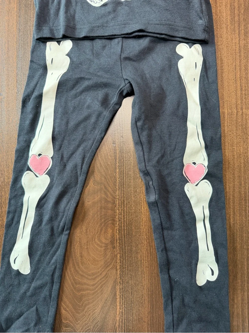 Carter's Black Skeleton Pajama Set with Pink Heart Details